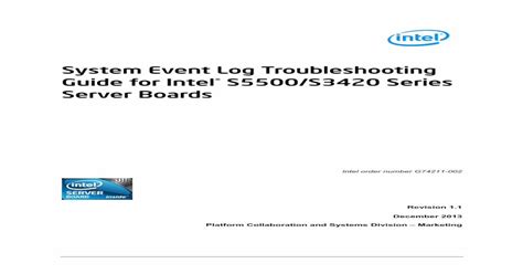 uefi0106|System Event Log Troubleshooting Guides for Intel® Server Boards.